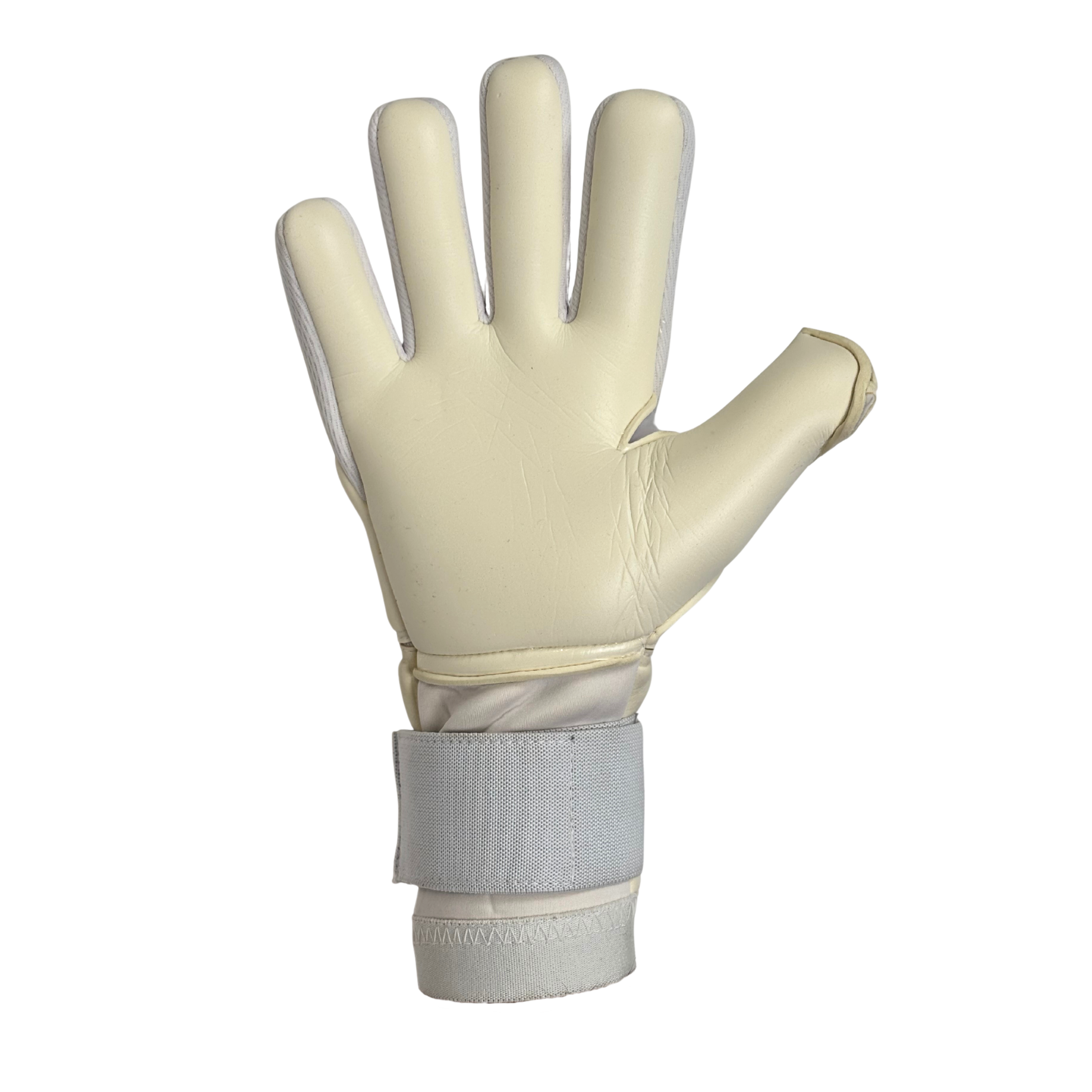White glove with a gray wristband on a white background